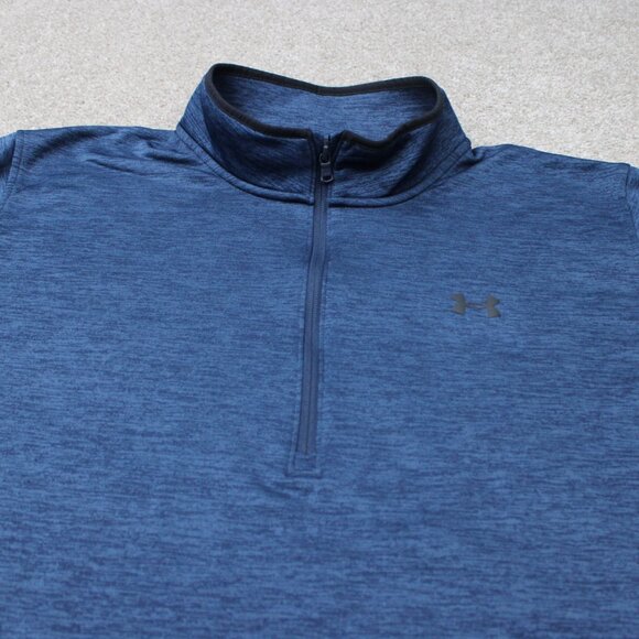 Under Armour Fleece Sweatshirt Men 4XL XXXXL Blue Loose Fit Coldgear 1/2 Zip L/S - Picture 4 of 14